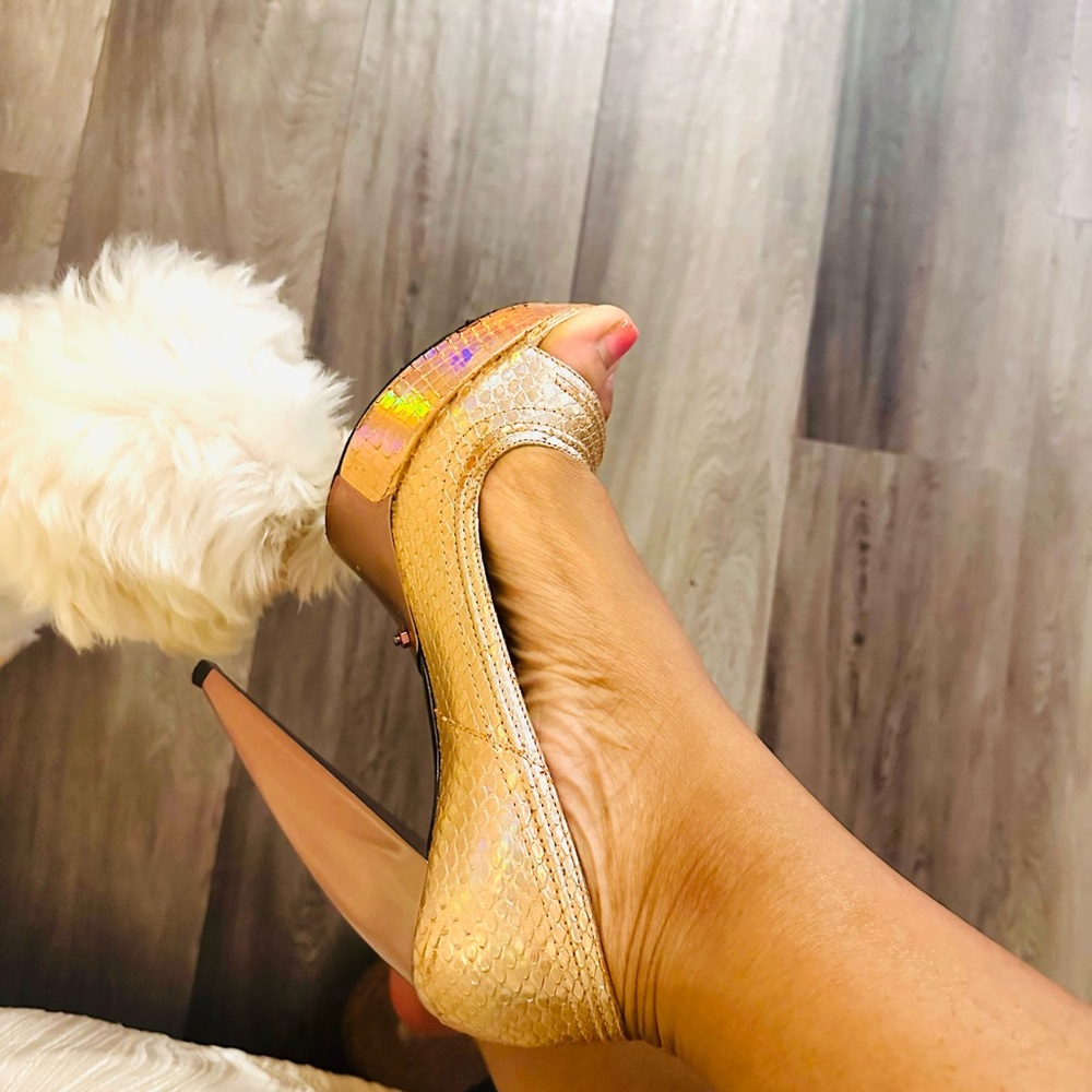1/5 LAST CHANCE ESTATE SALE $1850 Lanvin Metallic Gold Platform Heels - Picture 7 of 7